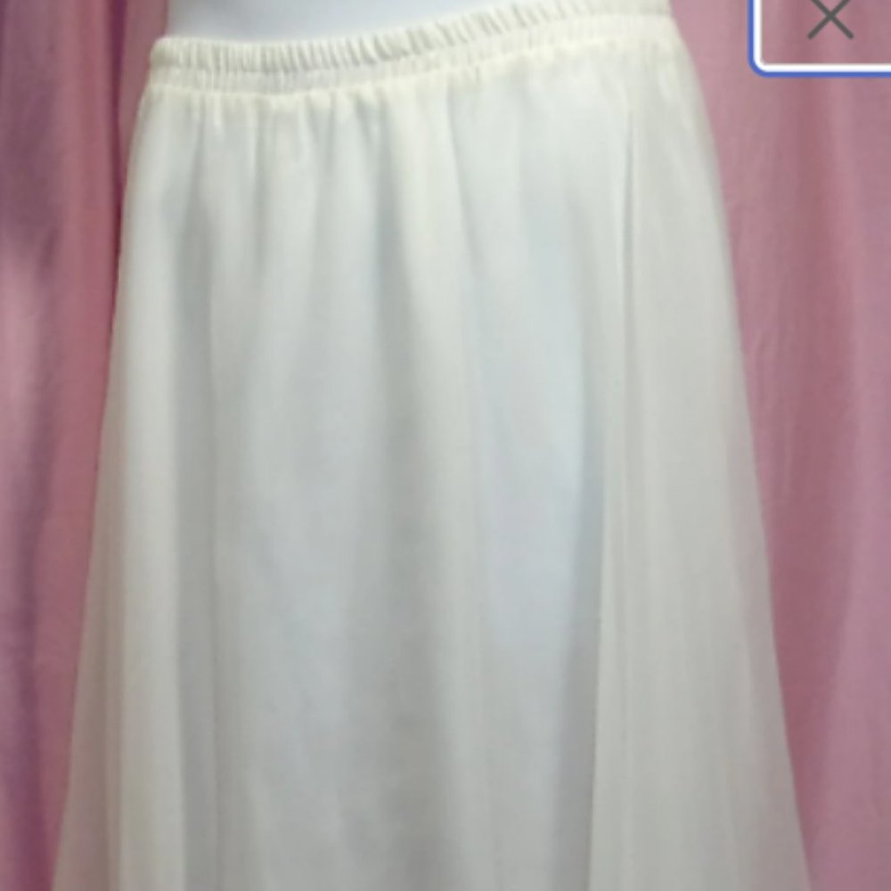 Ivory Chiffon Evening Maxi Skirt Size 16